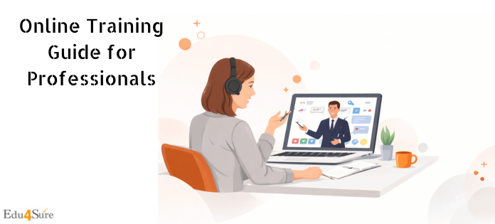 Professional attending instructor-led online training session through laptop for skill development.