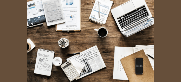 Images of Business Reports on a desk